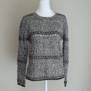 New York & Company Olive and White Knit Sweater, S
